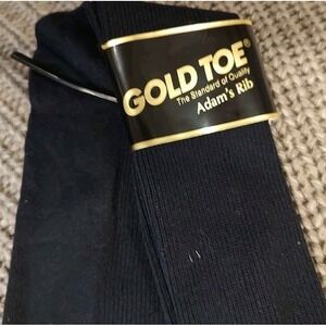 VINTAGE GOLD TOE MEN'S COTTON BLEND BLACK SOCKS SHOE SZ 6.5-13 MID CALF USA MADE